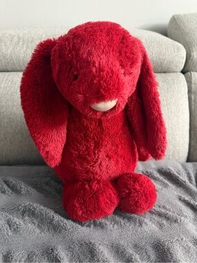 Jellycat Huge Bashful Cranberry Bunny with Gold Logo Tag